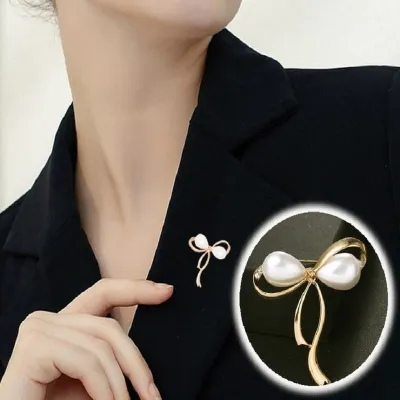 Luxury Pearl Bow Brooch Pin